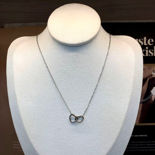 Double Heart Ring Necklace
