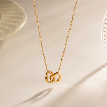 Double Heart Ring Necklace